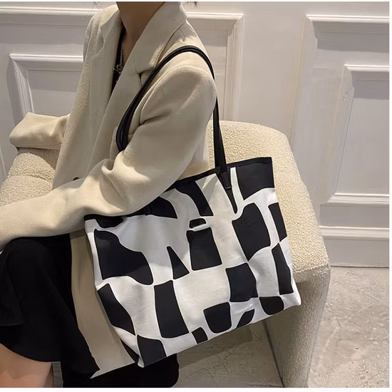 Novo estilo grande capacidade portátil impresso lona mamãe sacola bonito um